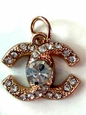 Chanel Crystal CC Zipper Pull Charm Pendant